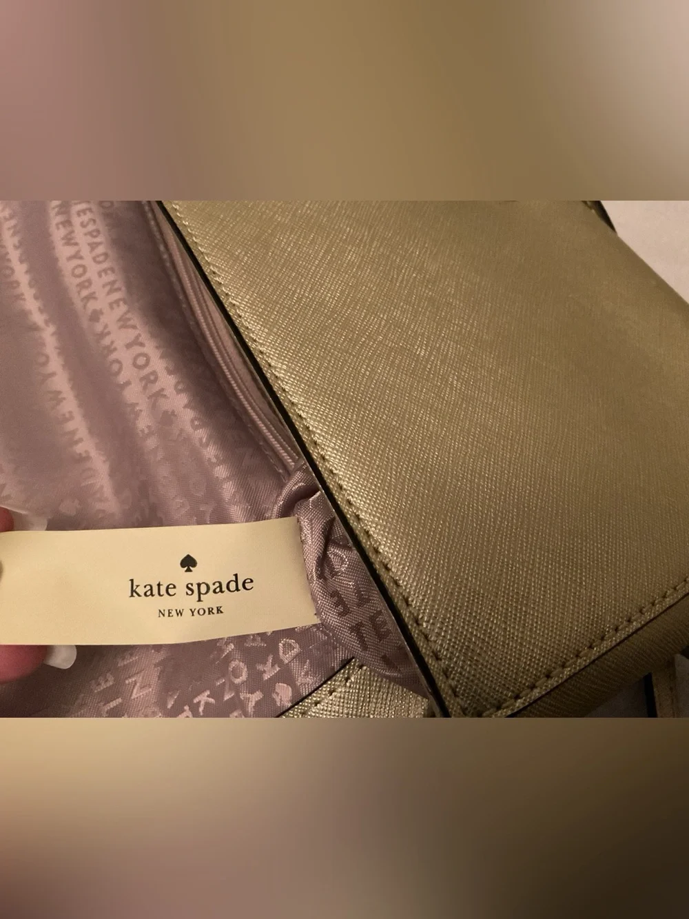 Kate Spade New York Metallic Champagne Gold Saffiano Leather Crossbody Bag